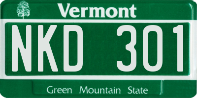 VT license plate NKD301