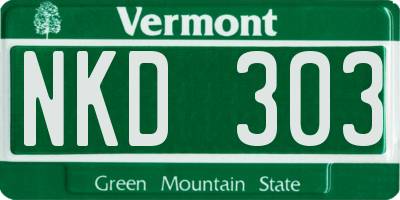 VT license plate NKD303