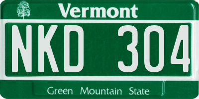 VT license plate NKD304