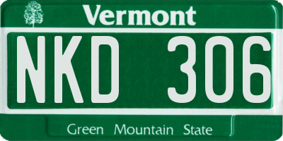 VT license plate NKD306