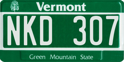 VT license plate NKD307