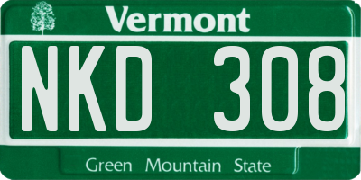 VT license plate NKD308
