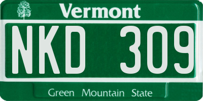 VT license plate NKD309
