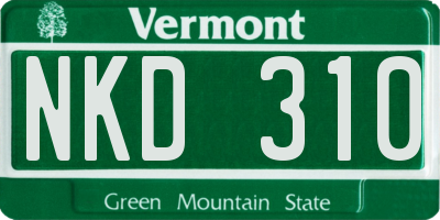 VT license plate NKD310
