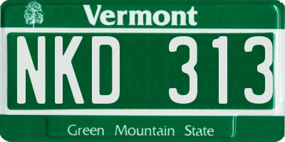 VT license plate NKD313