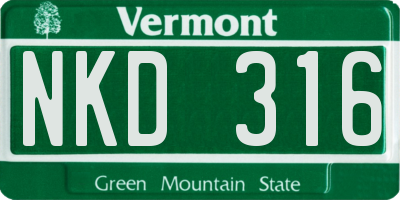 VT license plate NKD316