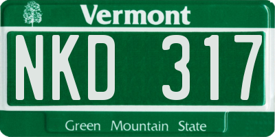 VT license plate NKD317