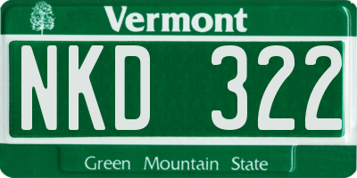 VT license plate NKD322