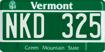VT license plate NKD325