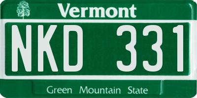 VT license plate NKD331