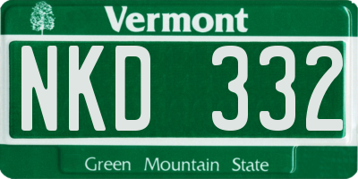 VT license plate NKD332
