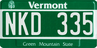VT license plate NKD335