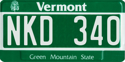 VT license plate NKD340