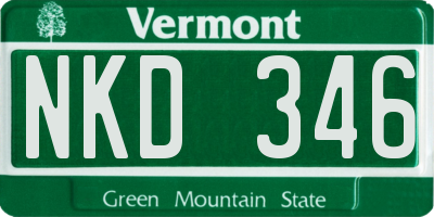VT license plate NKD346