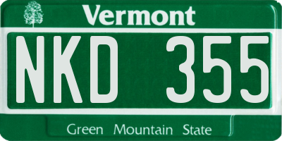 VT license plate NKD355