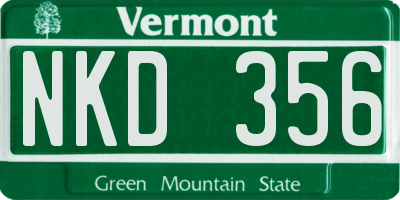 VT license plate NKD356