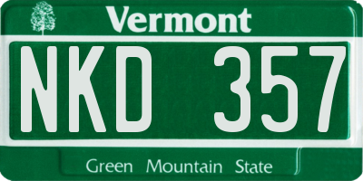 VT license plate NKD357