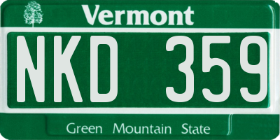 VT license plate NKD359