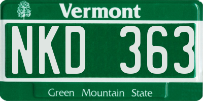 VT license plate NKD363