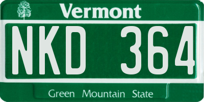 VT license plate NKD364