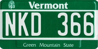 VT license plate NKD366