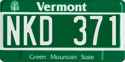 VT license plate NKD371