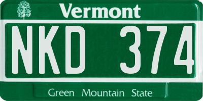 VT license plate NKD374