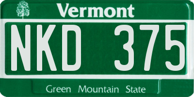 VT license plate NKD375