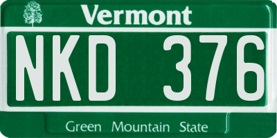 VT license plate NKD376