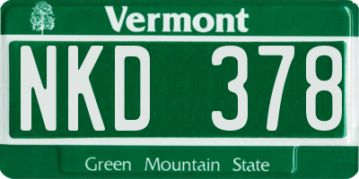 VT license plate NKD378