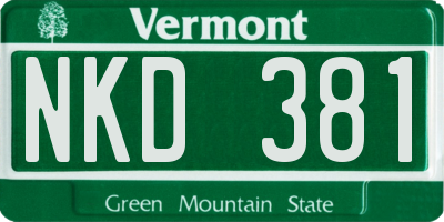 VT license plate NKD381