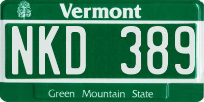 VT license plate NKD389