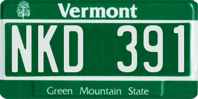VT license plate NKD391