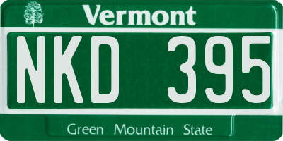 VT license plate NKD395