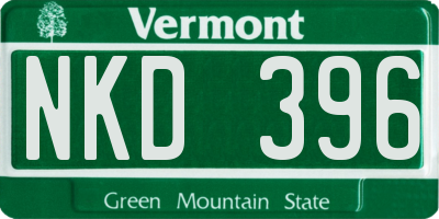 VT license plate NKD396