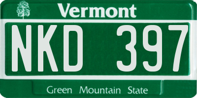 VT license plate NKD397