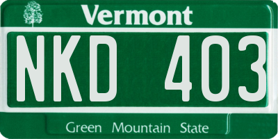 VT license plate NKD403