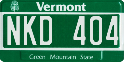 VT license plate NKD404
