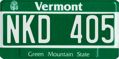 VT license plate NKD405
