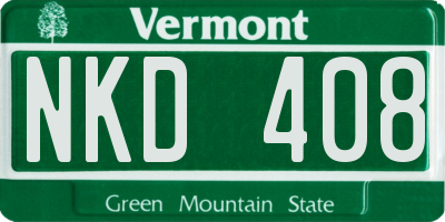 VT license plate NKD408