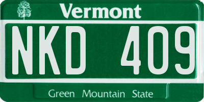 VT license plate NKD409