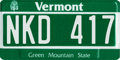 VT license plate NKD417