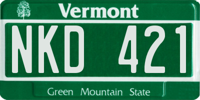 VT license plate NKD421
