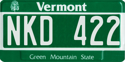VT license plate NKD422