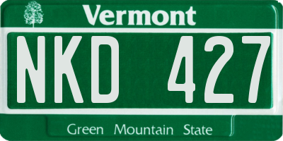 VT license plate NKD427