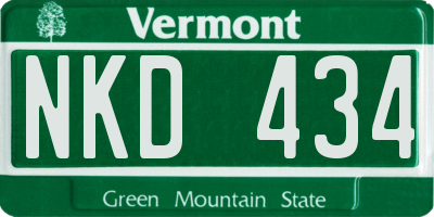 VT license plate NKD434