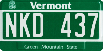 VT license plate NKD437