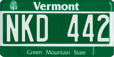 VT license plate NKD442