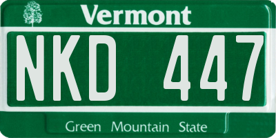 VT license plate NKD447