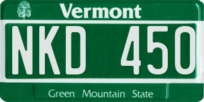 VT license plate NKD450